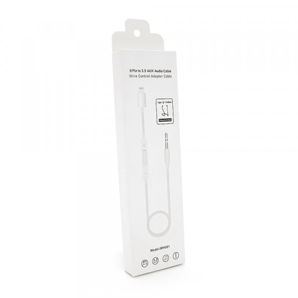 Кабель-перехідник MH021 Jack 3.5mm(M) => Lighting(M), 1м, White, Box