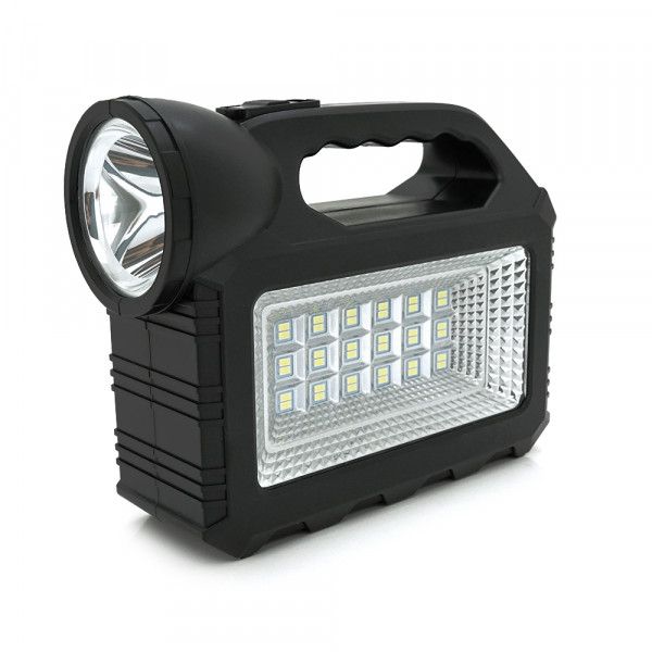 Переносний ліхтар GD-101+ Solar, 1+1 режим, вбудований акум, 3 лампочки 3W, USB вихід, Black, Box