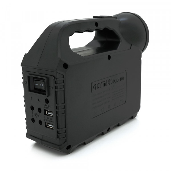 Переносний ліхтар GD-101+ Solar, 1+1 режим, вбудований акум, 3 лампочки 3W, USB вихід, Black, Box