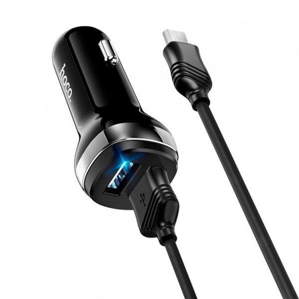Набір АЗУ 12-24V HOCO Z40 кабель Micro, 2xUSB, 2.4A, кабель 1м, Black, Box
