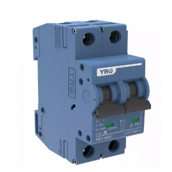 Автоматичний вимикач постійного струму YRO YRL7-63DC 2P 40A DC550V 6kA, DIN, 80*36*44.8mm