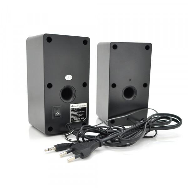 Колонки 2.0 Kisonli AС-9002BT, для ПК і ноутбука, живлення 220V + jack 3.5mm, 2x3W, 20Hz- 20KHz, з вбудованим підсилювачем, bluetooth, Black, BOX, Q30