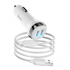 Набір АЗУ 12-24V HOCO Z40 + кабель Type-C, 2xUSB, 2.4A, кабель 1м, White, Box