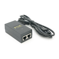 POE інжектор 24V 1A (24Вт) з портами Ethernet 10/100Мбіт/с + кабель живлення (92*72*50) 0.095 кг (88*45*30)