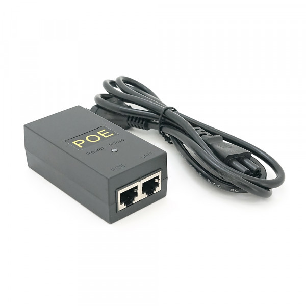 POE інжектор 24V 1A (24Вт) з портами Ethernet 10/100Мбіт/с + кабель живлення (92*72*50) 0.095 кг (88*45*30)
