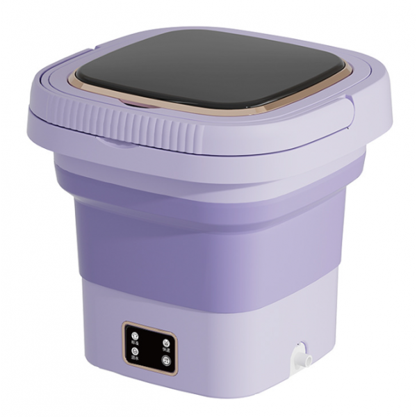 Пральна машина H576 MINI P, складана, 9л, 12В, 25Вт, 1.2кг, LED-індикатор, електронне управління, 29,5*29,5(14.5)мм, пластик, фіолетовий