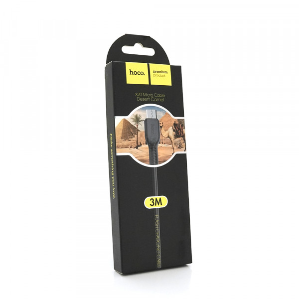 Кабель Hoco X20, Micro-USB, 2A, Black, довжина 3м, BOX