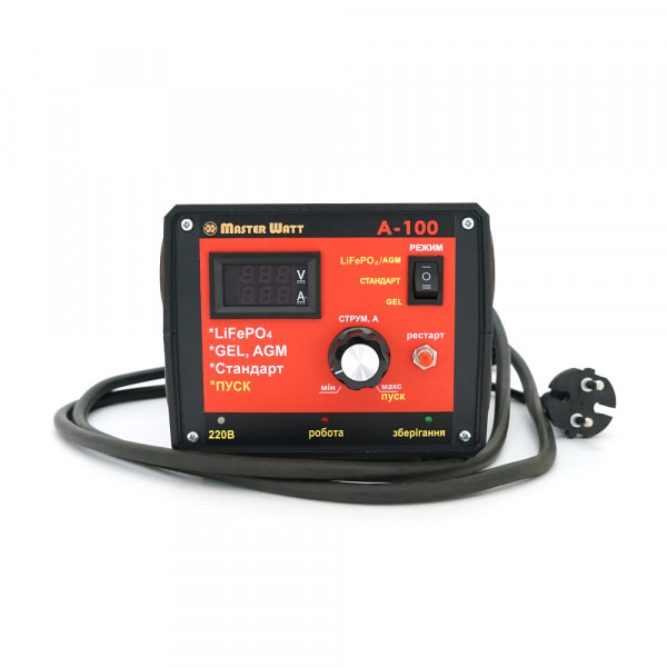 Пуско-зарядне ЗУ для LiFePO4 акумуляторів PZU А-100 12V (20-1000Ah) (MF, AGM, GEL, CA/CA, LiFePO4) 100А, 160-245V