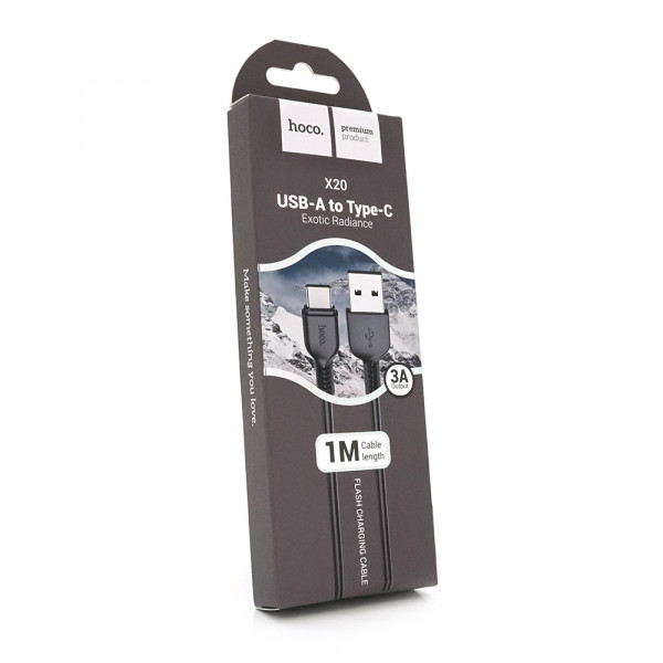 Кабель Hoco X20, Type-C-USB, 3A, Black, довжина 3м, BOX
