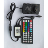 RGB контролер, 5-24В, для 5050 cmd led, блютуз, пульт інфрачервоний, музичний контроль, мобільний телефон, ІЧ-порт, роз'єм RGB-4pin, БЖ DC12В штекер5.5*2.5