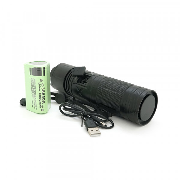 Ліхтар пошуковий BP-W920 LED PM60, Zoom, 4 режими, індикація заряду, живлення від 3*18650, IP65, кабель USB, 210х100х70мм, 0,570кг, Black, BOX