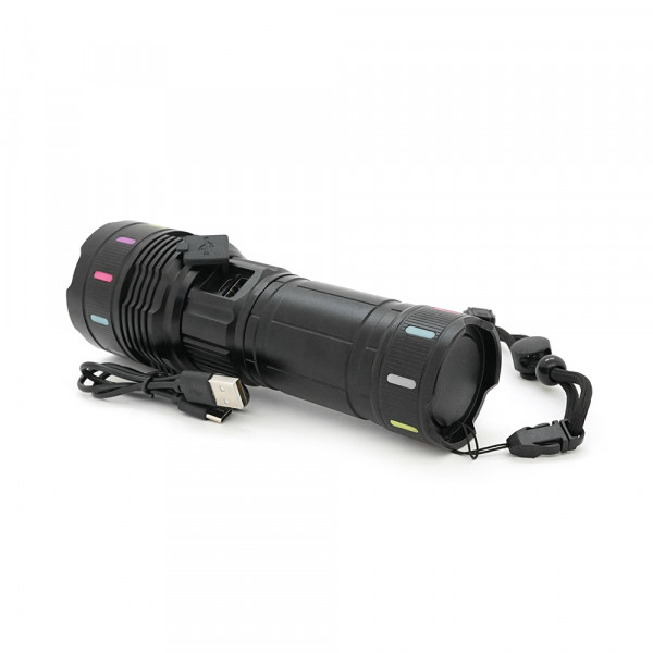 Ліхтар пошуковий BP-9600 LED PM60, 5 режимів, живлення від 3*18650, IP65, кабель USB, 210х100х70мм, 0,686кг, Black, BOX