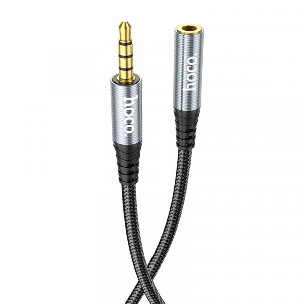 Подовжувач HOCO UPA20 DC3.5 тато-мама 2.0м, GOLD Stereo Jack, (круглий) Black cable, Box