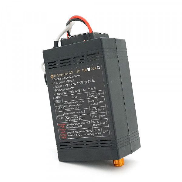 ЗУ для авто/мото акумуляторів MW-IZU12-25A(Ц) 12V з цифровим амперметром та регулятором струму до 25А, 150-250V, (MF, AGM, GEL, CA/CA, LiFePO4)