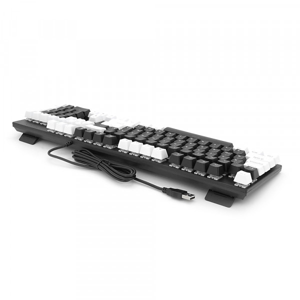 Механічна клавіатура USB XSTRIKE XS-1010, довжина кабелю 150см, RGB підсвічування, Eng/Укр/Рус, 465х165х45 мм, Black/White, 104к, Q20
