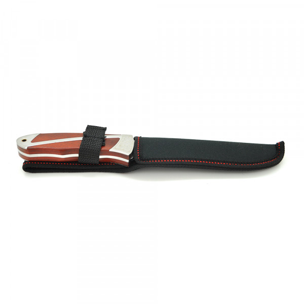 Ніж для кемпінгу SC-8118, Steel + brown wood, Чохол