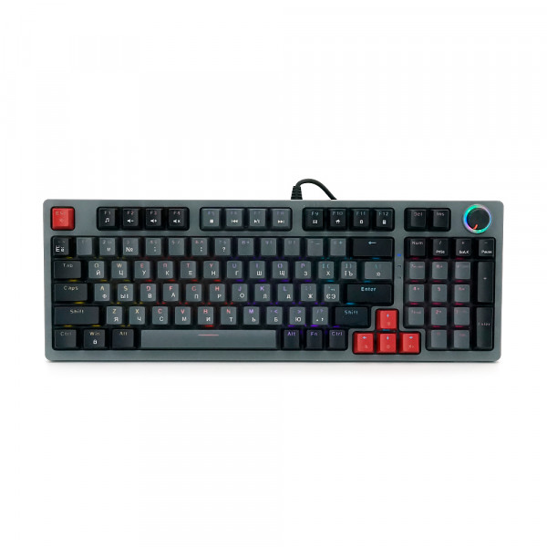 Клавіатура механічна USB JEDEL KL-114, довжина кабелю 170см, RGB підсвічування, (Eng/Укр/Рус), (405х160х45 мм), Black/Gray, 98к, Q10