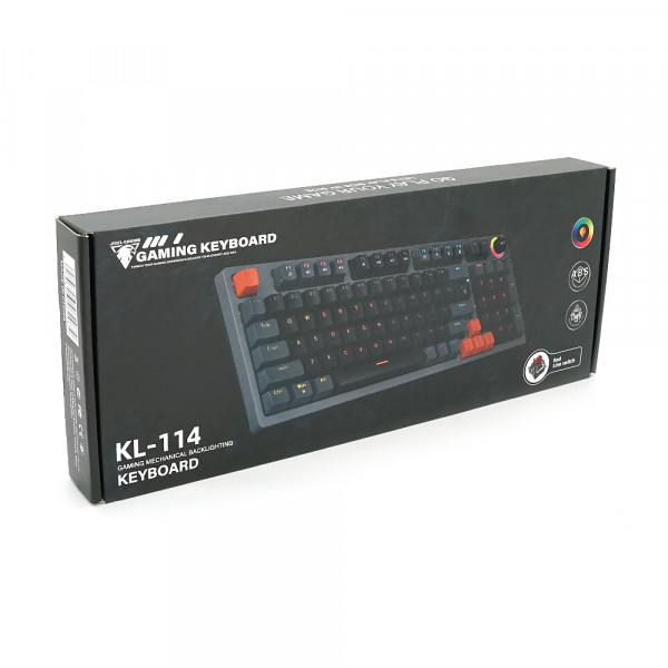 Клавіатура механічна USB JEDEL KL-114, довжина кабелю 170см, RGB підсвічування, (Eng/Укр/Рус), (405х160х45 мм), Black/Gray, 98к, Q10