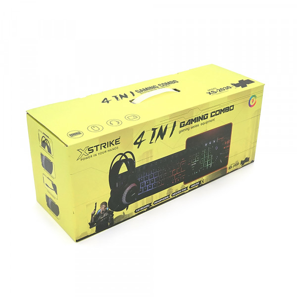 Набір 4 в 1 XSTRIKE XS-2030, Навушники+ клавіатура+ мишка+ килимок, Black, Box