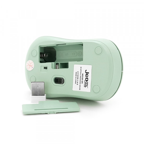 Миша бездротова JEDEL WD138-GN, 800-1600DPI, 2.4GHZ+Bluetooth 5.0, Green, Box