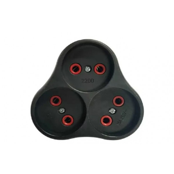Розетка трійник із заземленням AK303B, Black, Q12