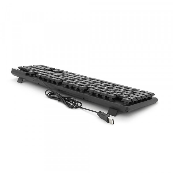 Клавіатура USB JEDEL K19, довжина кабелю 170см, (Eng/Укр/Рус), (450х150х30 мм) Black, 104к, Q20