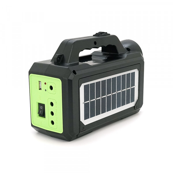 Переносний ліхтар GD-8077+ Solar, 1+1 режим, вбудований акум, 3 лампочки 3W, USB вихід, Black, Box