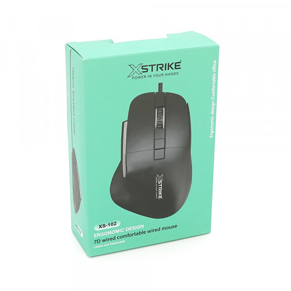 Миша провідна XSTRIKE XS-102, 1200/1800/2400/3600DPI, кабель 1,5 м, Black, Box