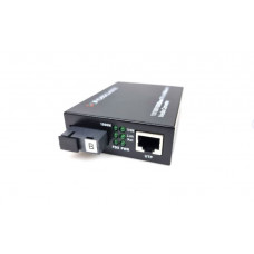 Медіаконвертер FOXGATE EC-Q-1G-1SM-1550nm, 1550 WDM, 1x10/100/1000 Base-Tx, одноволоконний Full/Half duplex, SC 20km (0+70°C), + блок живлення 5V 1A