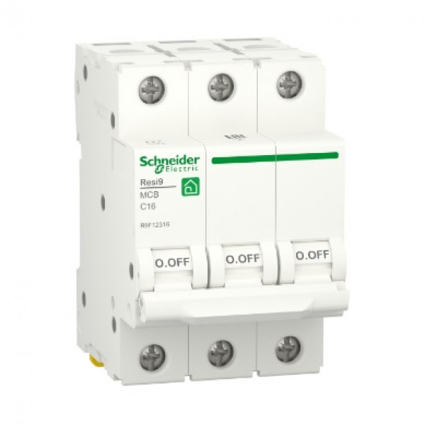 Автоматичний вимикач змінного струму  Schneider RESI9 16А, 3P, крива, 6кА