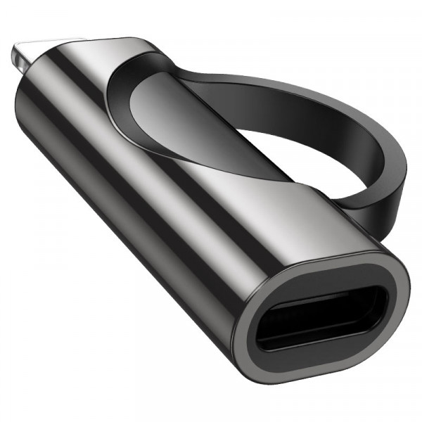Перехідник HOCO UA32A Type-C(F) => Lighting(M), 60W, індикатор потужності заряду), Black, Box