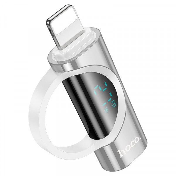 Перехідник HOCO UA32A Type-C(F) => Lighting(M), 60W, індикатор потужності заряду), Silver, Box