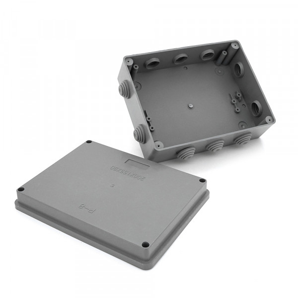 Коробка розподільна зовнішня PIPO Р80 200х155х80мм; IP54; пластик; (РР) 10 гермовводів; сіра; Q18