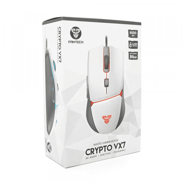 Ігрова миша провідна CRYPTO VX7 SPACE EDITION, 6 кнопок, 200-8000 DPI, Led Lighting RGB, 1,8м, Windows XP/Vista/Win7/8/10/11 Mac OS X, White, BOX