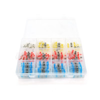 Набор термоусадочних гільз з припоєм  Q250 Red 0.5-1.50mm² (100) Blue 1.50-2.50mm² (90)Yellow 4.00-6.00mm² (20) White0.25-0.35mm² (40)