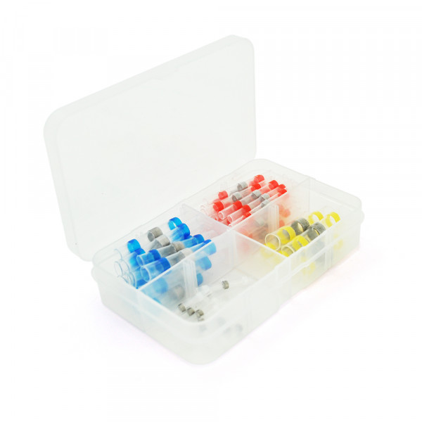 Набор термоусадочних гільз з припоєм Q50 Red 0.5-1.50mm² (23) Blue 1.50-2.50mm² (12)Yellow 4.00-6.00mm²  White(10)0.25-0.35mm² (5)