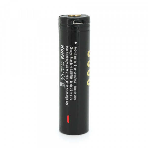 Акумулятор 18650 Li-Ion Soshine 18650USB-3.7-3600, microUSB, 3600mAh, 4.5A, 4.2/3.6/2.75V, Black