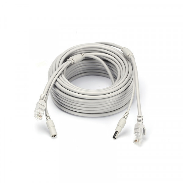 Патчкорд комбінований по кручений парі RJ-45 + DC 25m, сірий, Q