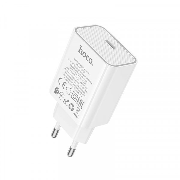 СЗУ HOCO C143A110-240V, PD20W, USB-C, White, Box