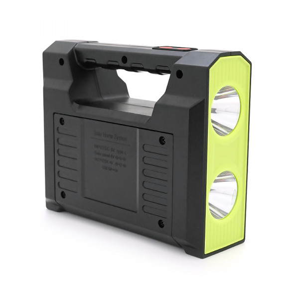 Переносний ліхтар GD-C7+ Solar, 1+1 режим, вбудований акум, 3 лампочки 3W, USB вихід, Black, Box