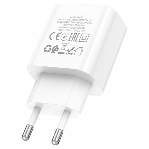 СЗУ BOROFONE BA81A, PD20W, 1xUSB-C, 20W, White, Box