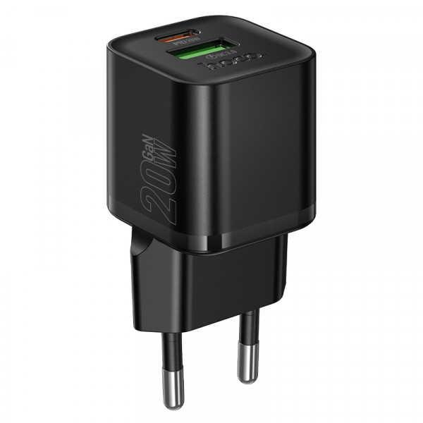 СЗУ HOCO N65 110-240V, PD20W+Q3.0,USB+Type-C, Black, Blister