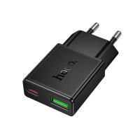СЗУ HOCO N73 110-240V, PD20W+Q3.0, USB+Type-C, Black, Box