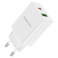 СЗУ BOROFONE BA56A, PD20W+Q3.0, 1xUSB-A+1xUSB-C, 20W, White, Box