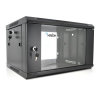 Шафа  Merlion 6U, 600*450*367 (Ш*Г*В) мм  загартоване скло, чорна. сталь 1,2мм з замком