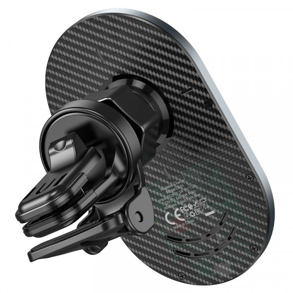Автотримач HOCO CA91 + Wireless Charging 15W, кріплення на решітку, Type-C, Gray, Box