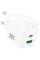 СЗУ 110-240V HOCO CS55A, 1xUSB, 1xUSB-C, PD30W, White, OEM