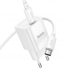 Набір СЗУ 110-240V HOCO C146A + кабель Type-C, 1xUSB-C, PD20W, 1м кабель, White, Box