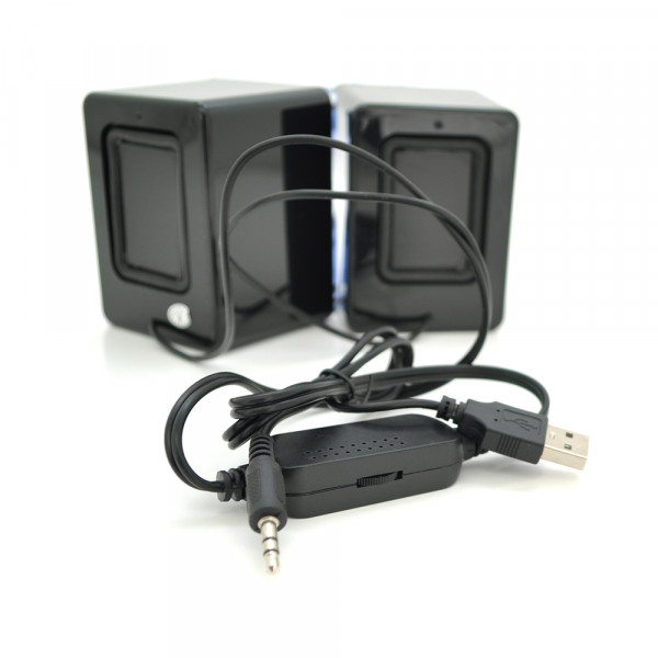 Колонки 2.0 Kisonli K500, для ПК і ноутбука, USB + 3.5mm, 2x3W, 20Hz- 20KHz, Black, BOX, Q50