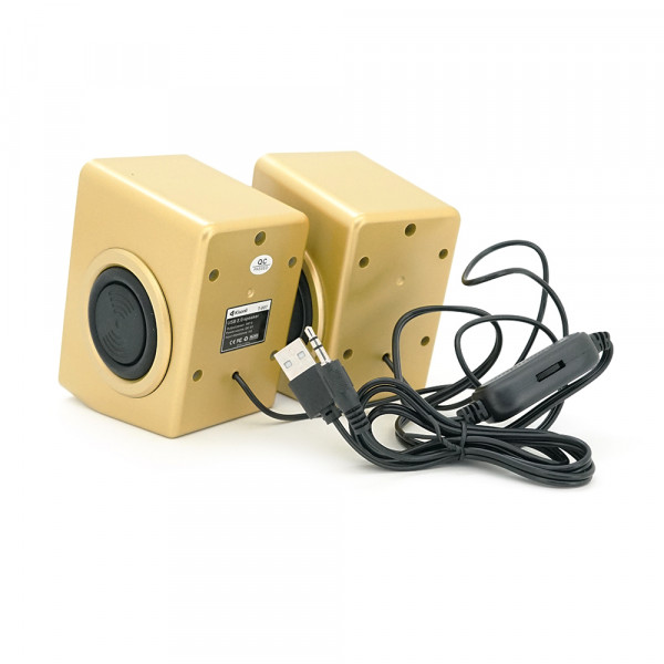 Колонки 2.0 Kisonli T-007  для ПК і ноутбука, USB + 3.5mm, 2x3W, 20Hz- 20KHz, Gold, BOX, Q40